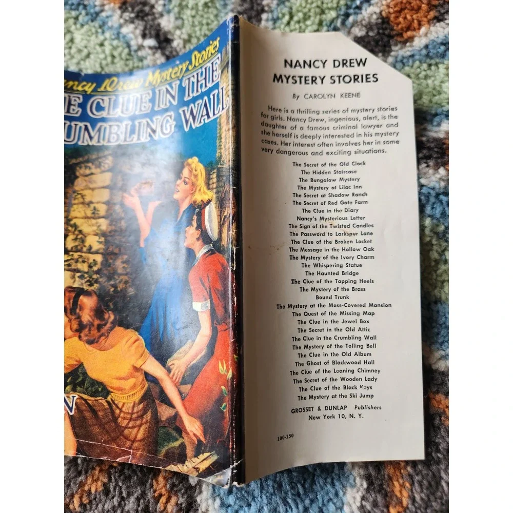 1959 Nancy Drew The Clue in the Crumbling Wall HC w/ Dust Jacket Blue‎ Tweed